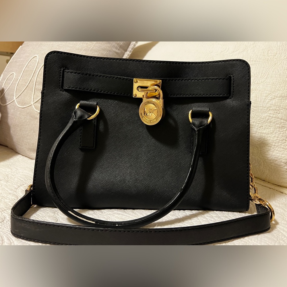 Michael Kors Black Satchel with Gold Accents